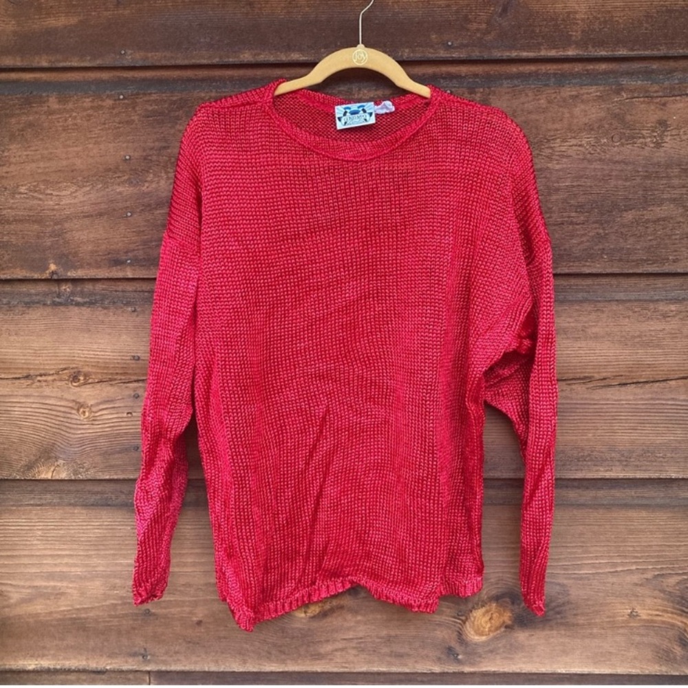 Vintage Shiny Red Knit Sweater